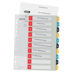 Index LEITZ Cosy, imprimabil, PP, A4, 1-10, multicolor
