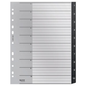 Index LEITZ Recycle, PP cu amprenta CO2 neutra, partial reciclat, reciclabil, A4 MAXI, A-Z, negru