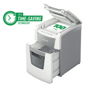 Distrugator documente automat LEITZ IQ Small Office, P5, micro-cut (particule), 100 coli, cos 34l, a