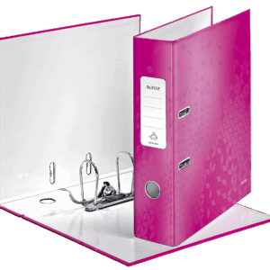 Biblioraft LEITZ 180 WOW, carton laminat, partial reciclat, FSC, A4, 52 mm, roz