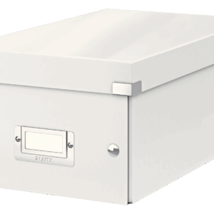 Cutie depozitare Leitz WOW Click & Store, carton laminat, pliabila, cu capac, 20x14x35 cm, alb