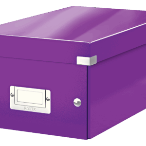 Cutie depozitare Leitz WOW Click & Store, carton laminat, pliabila, cu capac, 20x14x35 cm, mov