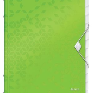 Mapa cu separatoare LEITZ WOW, PP, A4, 12 separatoare, 200 coli, verde