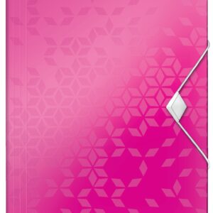 Mapa cu elastic LEITZ WOW, PP, A4, 150 coli, roz