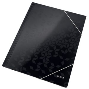 Mapa cu elastic Leitz WOW, carton laminat, FSC, A4, 250 coli, negru