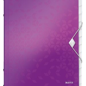 Mapa cu separatoare LEITZ WOW, PP, A4, 12 separatoare, 200 coli, mov