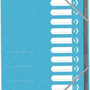 Mapa carton pentru sortare cu 12 separatoare si index, elastic pe colturi, OXFORD Top File - bleu