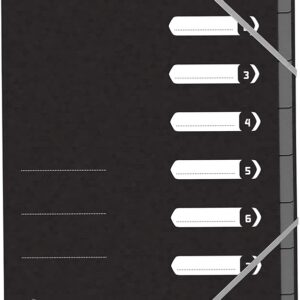Mapa carton pentru sortare cu 8 separatoare si index, elastic pe colturi, OXFORD Top File - negru