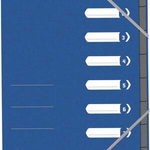 Mapa carton pentru sortare cu 8 separatoare si index, elastic pe colturi, OXFORD Top File - albastr
