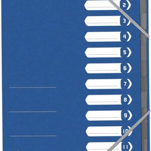 Mapa carton pentru sortare cu 12 separatoare si index, elastic pe colturi, OXFORD Top File - albastr