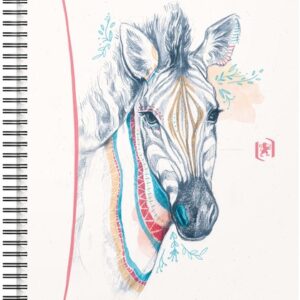 Caiet cu spirala, OXFORD Boho Spirit, A5, 60 file-90g/mp, Scribzee, coperta carton zebra-dictando