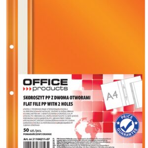 Dosar plastic PP cu sina, cu gauri, grosime 100/170microni, 50 buc/set, Office Products - orange