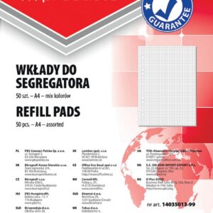 Rezerva A4 pentru caiet mecanic, 50 file/set, Office Products - matematica - hartie color