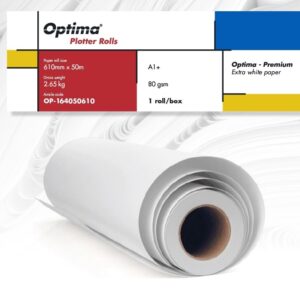 Rola plotter A1+, 80gr, 610mm x 50m, Optima Premium