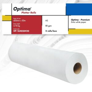 Rola plotter A2, 80gr, 420mm x 50m, 2 role/cutie, Optima Premium
