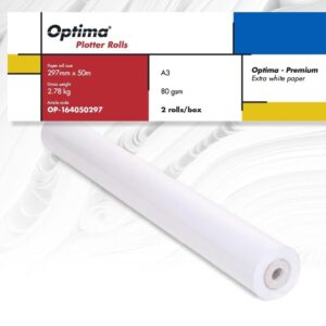 Rola plotter A3, 80gr, 297mm x 50m, 2 role/cutie, Optima Premium