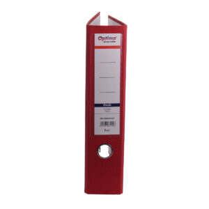 Biblioraft A4, plastifiat PP/paper, margine metalica, 75 mm, Optima Classic - rosu
