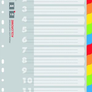 Separatoare carton color, A4, 170g/mp, 12 culori/set, Office Products