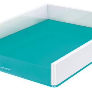 Tavita documente Leitz WOW, PS, A4, culori duale, alb-turcoaz